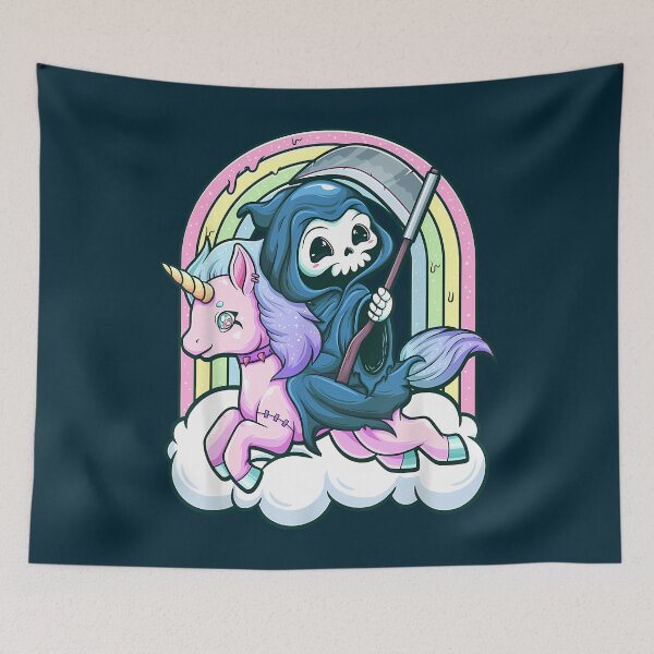 Item preview, Kawaii Pastel Goth Cute Creepy Unicorn Grim Reaper   designed and sold by hermaneeu.