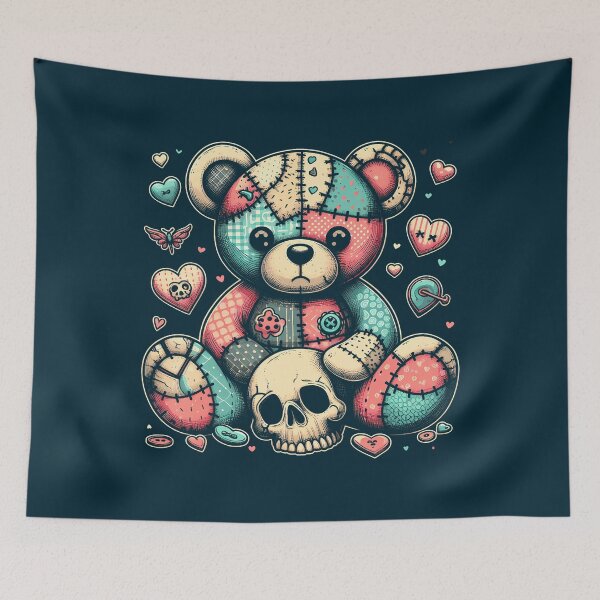 Item preview, Kawaii Pastel Goth Teddy Tee - Cute Creepy Skull Anime Bear   designed and sold by hermaneeu.