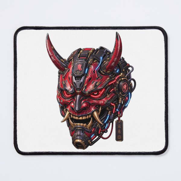 Item preview, Cyberpunk Oni Mask, Futuristic Samurai Demon designed and sold by Inky Atlas.