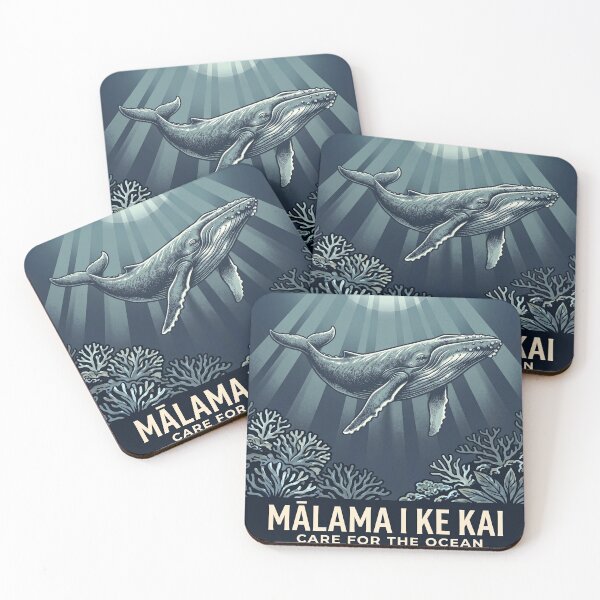 Item preview, Mālama I Ke Kai Care for the Ocean — Hawaiian Humpback Whale Conservation Art Print designed and sold by MālamaThreads.