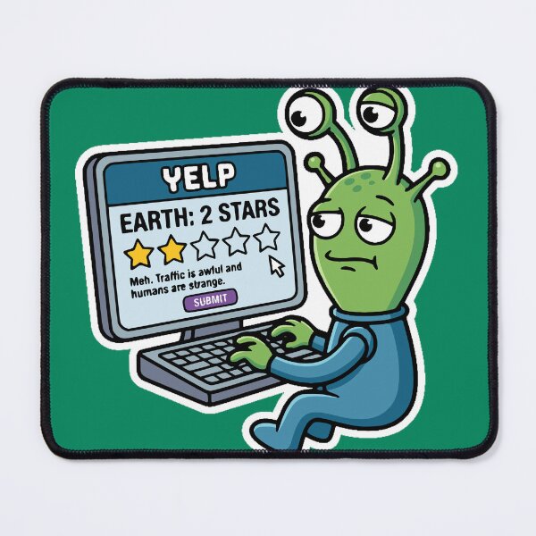 Item preview, Alien Yelp Review Earth 2 Stars Funny Sci-Fi Humor Gift designed and sold by Chrono Design Workx.