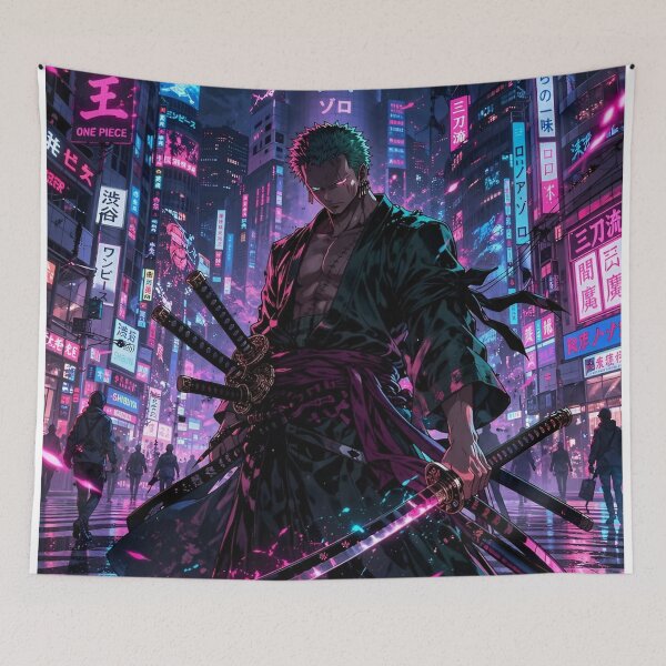Item preview, Neon Cyber Samurai Warrior | Futuristic Katana Ronin | Japanese Street Anime Inspired Art designed and sold by Dyan4.
