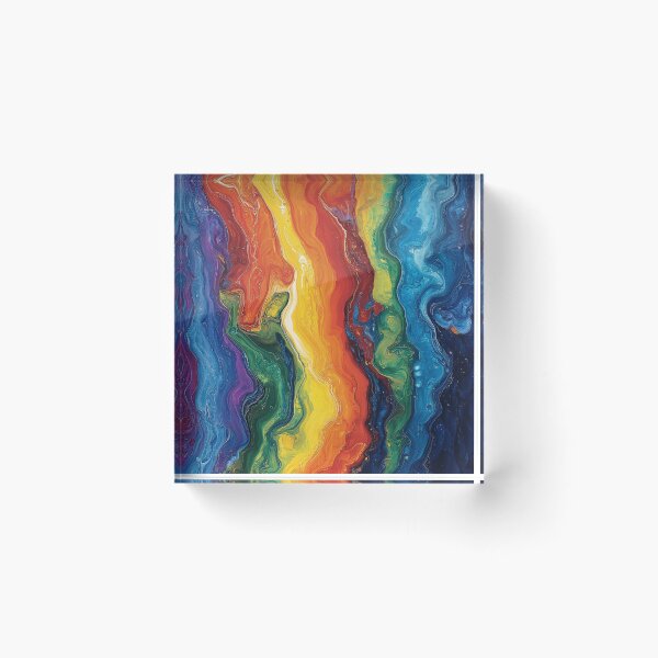 Item preview, Rainbow Acrylic Pour Abstract Fluid Art Color Flow designed and sold by Myra365Art.