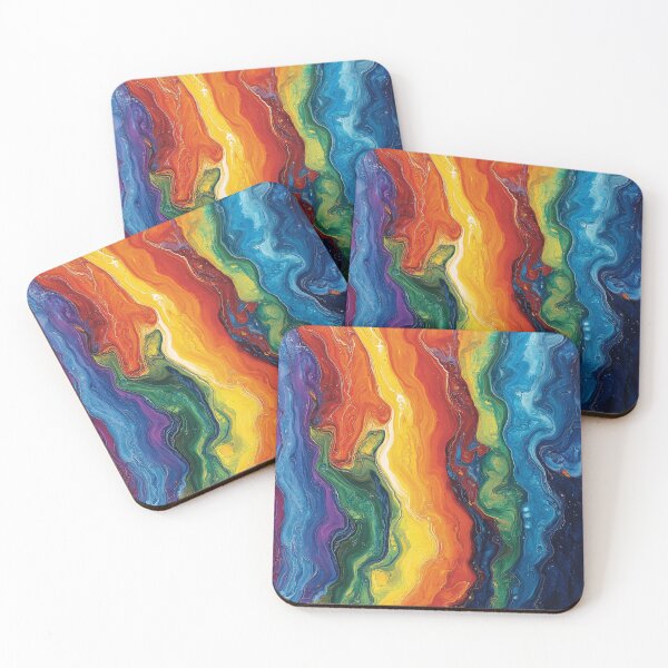 Item preview, Rainbow Acrylic Pour Abstract Fluid Art Color Flow designed and sold by Myra365Art.