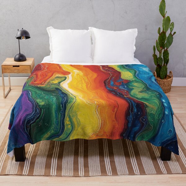 Item preview, Rainbow Acrylic Pour Abstract Fluid Art Color Flow designed and sold by Myra365Art.