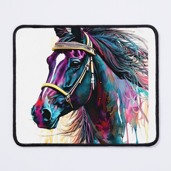 Item preview, Abstract Teal and Magenta Horse – Colorful Fluid Paint Drip Illustration designed and sold by RaresS.