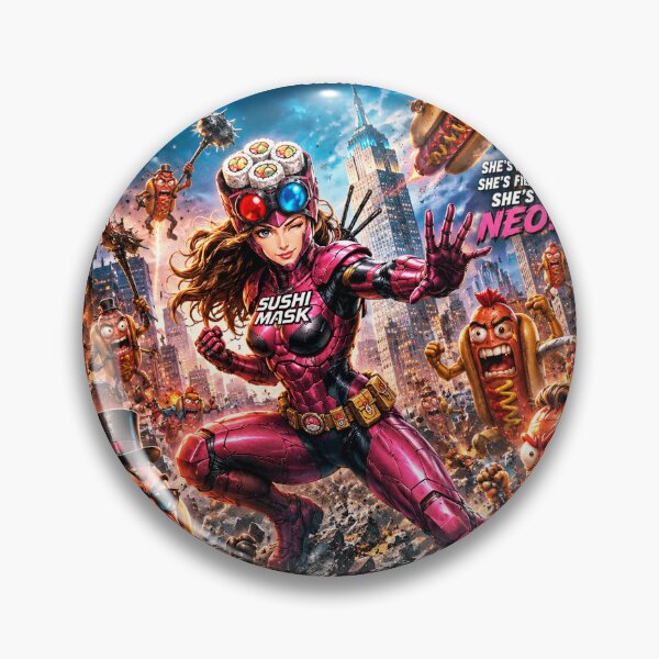 Item preview, SUSHI MASK WOMAN NEO: The Ultimate Hotdog Apocalypse Movie Poster designed and sold by Japan Cyberpunk Universe & Surreal Characters.