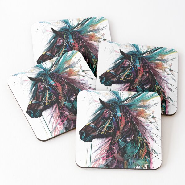 Item preview, Explosive Geometric Horse Head – Abstract Colorful Line and Splatter Art designed and sold by RaresS.