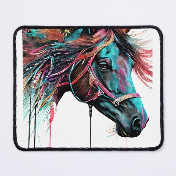 Item preview, Vibrant Flowing Horse Portrait – Colorful Neon Paint Drip with Bridle designed and sold by RaresS.
