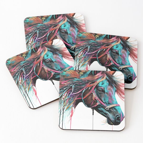 Item preview, Vibrant Flowing Horse Portrait – Colorful Neon Paint Drip with Bridle designed and sold by RaresS.