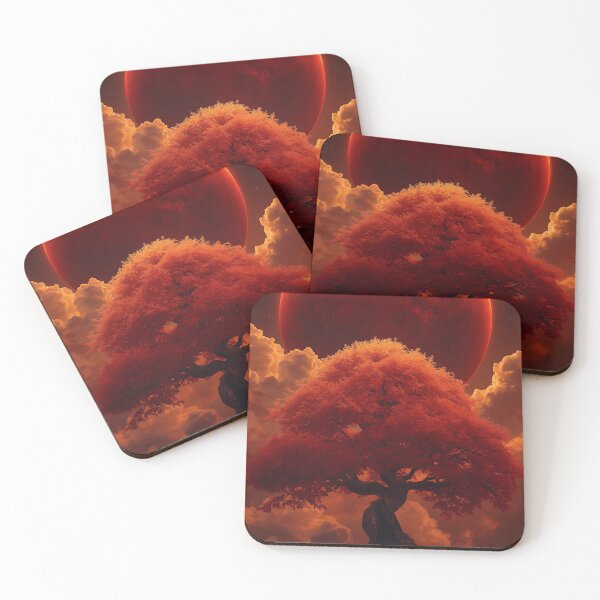 Item preview, Crimson Cosmic Tree | Fantasy Red Moon Celestial Dreamscape Art designed and sold by athanasioungr.