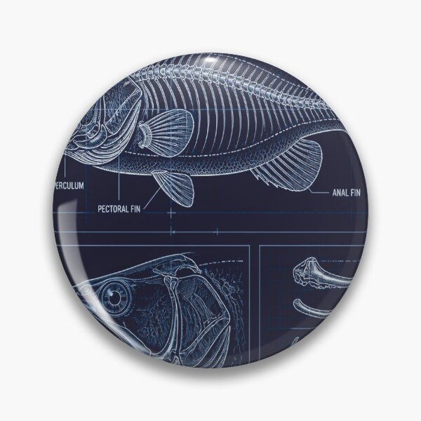 Item preview, Bass Blueprint Anatomy T-Shirt, Largemouth Bass Skeleton Schematic Tee, Fishing Technical Drawing Shirt, Navy Blue Angler Gift, Fin Diagram Graphic designed and sold by SunnyDesign82.