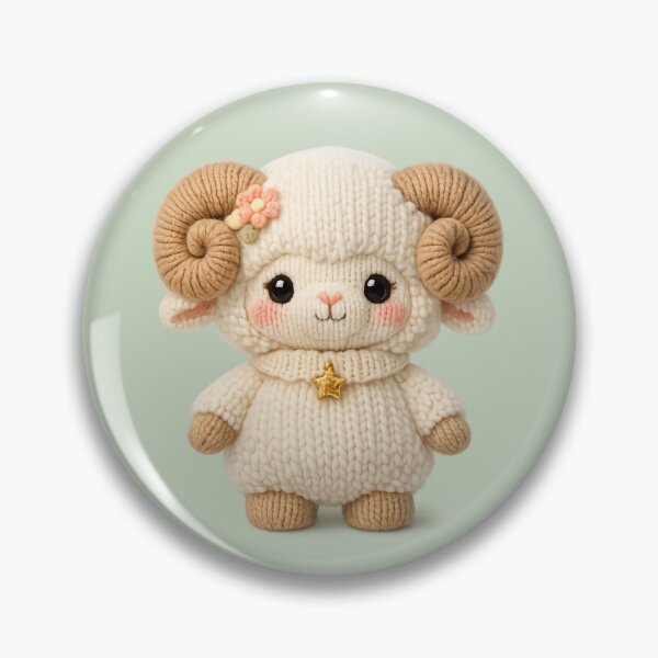 Item preview, Cute Aries Ram Plush Zodiac Nursery | Kawaii Knitted Astrology Art designed and sold by Moons Studio.