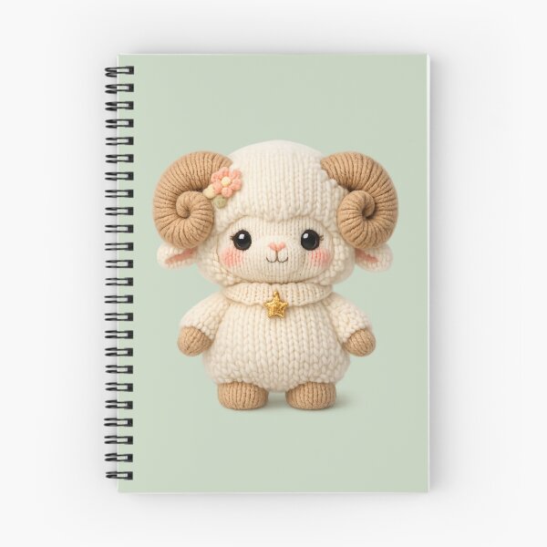 Item preview, Cute Aries Ram Plush Zodiac Nursery | Kawaii Knitted Astrology Art designed and sold by Moons Studio.