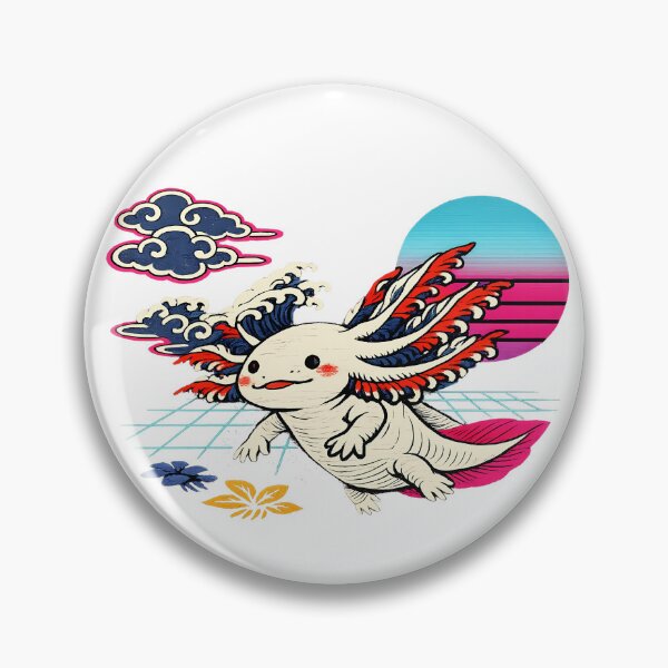 Item preview, Neon Retro Synthwave Ukiyo‑E Axolotl designed and sold by KungPowUnicorn.
