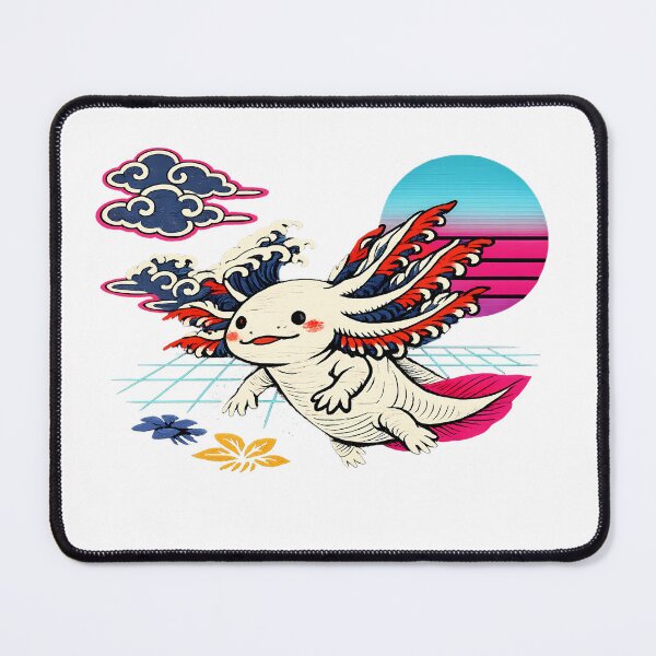 Item preview, Neon Retro Synthwave Ukiyo‑E Axolotl designed and sold by KungPowUnicorn.