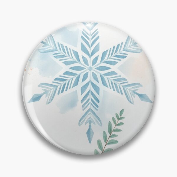 Item preview, Watercolor Snowflake and Green Plant Branch designed and sold by Vida e Arte.