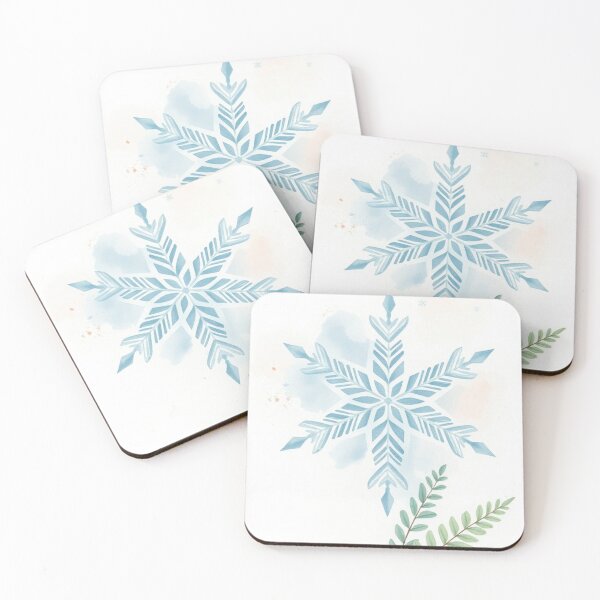 Item preview, Watercolor Snowflake and Green Plant Branch designed and sold by Vida e Arte.