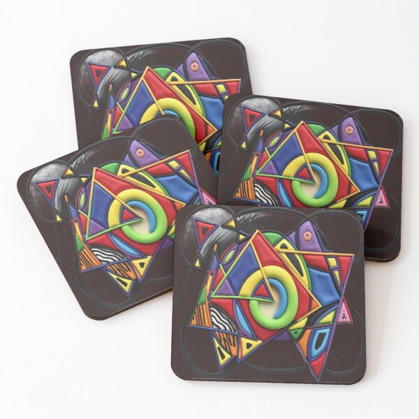 Item preview, triangles circles and squares in charcoal C colorful geometric abstract designed and sold by SmashingDeals.