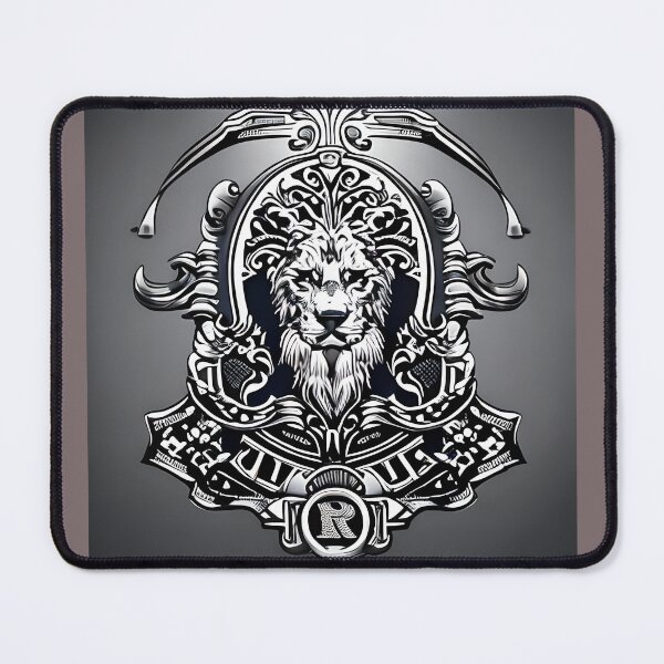 Item preview, Majestic Silver Lion Crest – Ornate Heraldic Emblem with Initial 'R' designed and sold by RaresS.