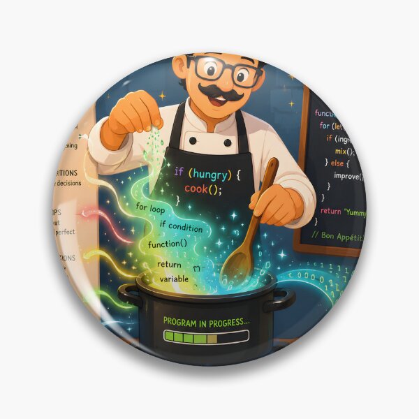 Item preview, : Chef Cooking Recipes Using Programming Logic and Binary Code Vector Illustration designed and sold by PenchalaPrabhas.