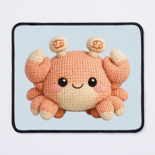 Item preview, Cute Cancer Crab Plush Zodiac Nursery | Kawaii Knitted Astrology Art designed and sold by Moons Studio.