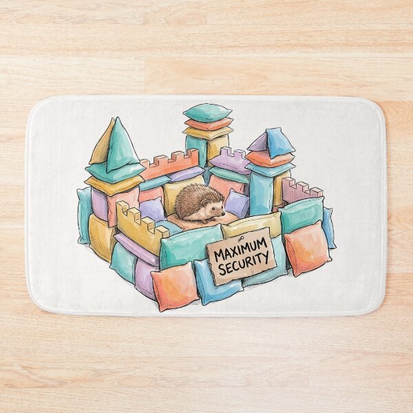 Item preview, Maximum Security: Cozy Pillow Fort Hedgehog Watercolor Art designed and sold by SoulPT.