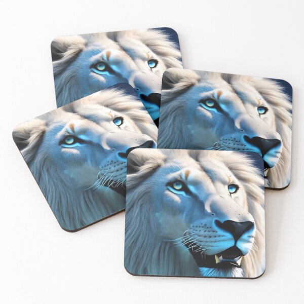 Item preview, Regal White Lion Profile – Majestic Feline with Pale Blue Eyes designed and sold by RaresS.