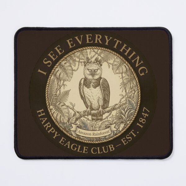Item preview, I See Everything Harpy Eagle Club Amazon Humor Badge designed and sold by CalmCapy Co.