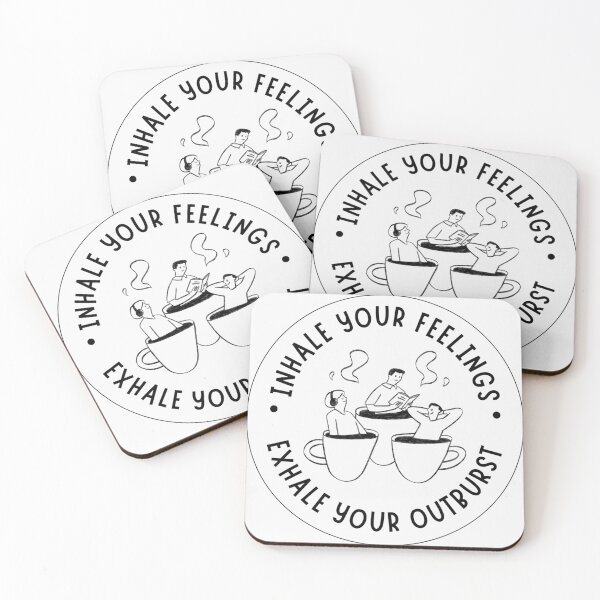 Item preview, Inhale Your Feelings Exhale Your Outburst Coffee Circle Badge Mental Health Quote designed and sold by SHREE ART STUDIO.