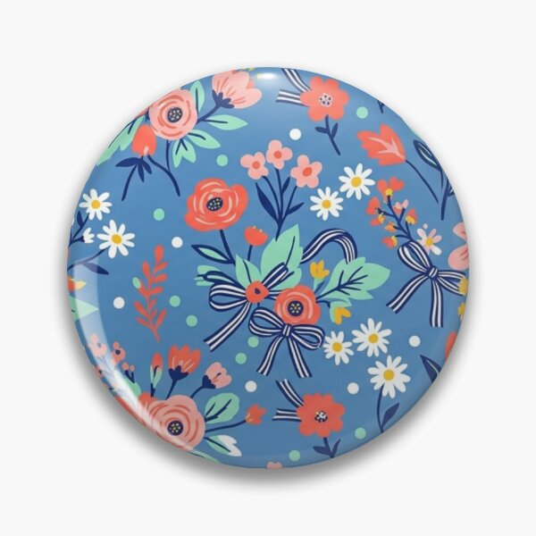 Item preview, Blue Pattern with Coral Flowers and Daisy Bows designed and sold by FashioonTrends.
