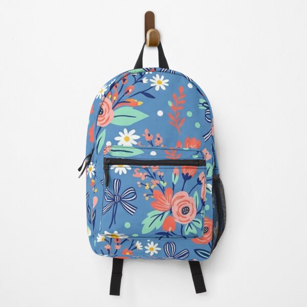 Item preview, Blue Pattern with Coral Flowers and Daisy Bows designed and sold by FashioonTrends.