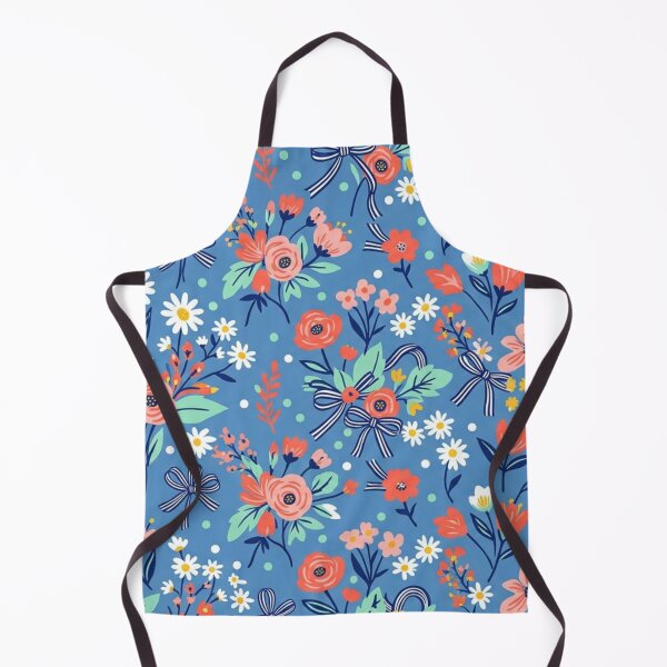 Item preview, Blue Pattern with Coral Flowers and Daisy Bows designed and sold by FashioonTrends.