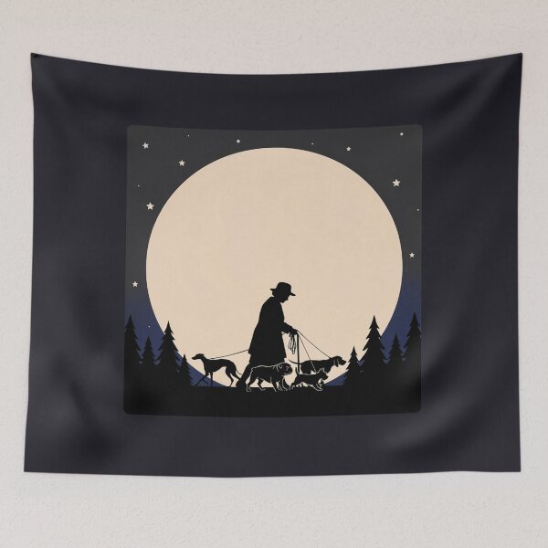 Item preview, Old Woman Walking Her Dogs at Night designed and sold by ArcticFoxStudio.