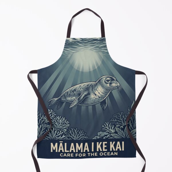 Item preview, Mālama I Ke Kai Care for the Ocean — Hawaiian Monk Seal Conservation Art Print Endangered designed and sold by MālamaThreads.