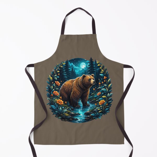 Item preview, Magic Forest Bear - Retro Moonlit Night Badge designed and sold by KrzysztofART.