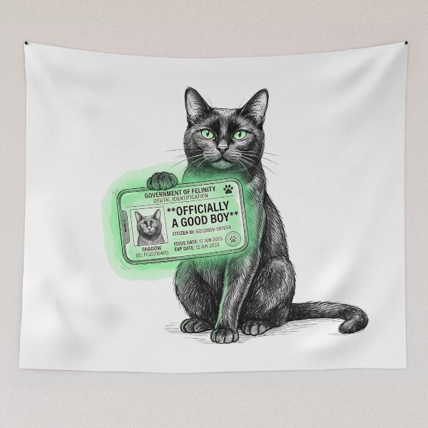 Item preview, Officially A Good Boy: Funny Black Cat Digital ID Art designed and sold by SoulPT.