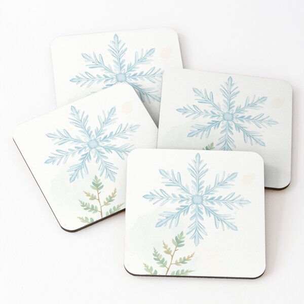 Item preview, Watercolor Snowflake and Green Fern Illustration designed and sold by Vida e Arte.