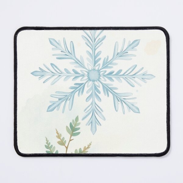 Item preview, Watercolor Snowflake and Green Fern Illustration designed and sold by Vida e Arte.