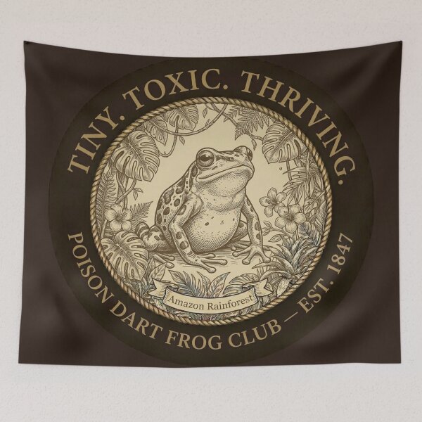 Item preview, Tiny Toxic Thriving Poison Dart Frog Club Humor Badge designed and sold by CalmCapy Co.