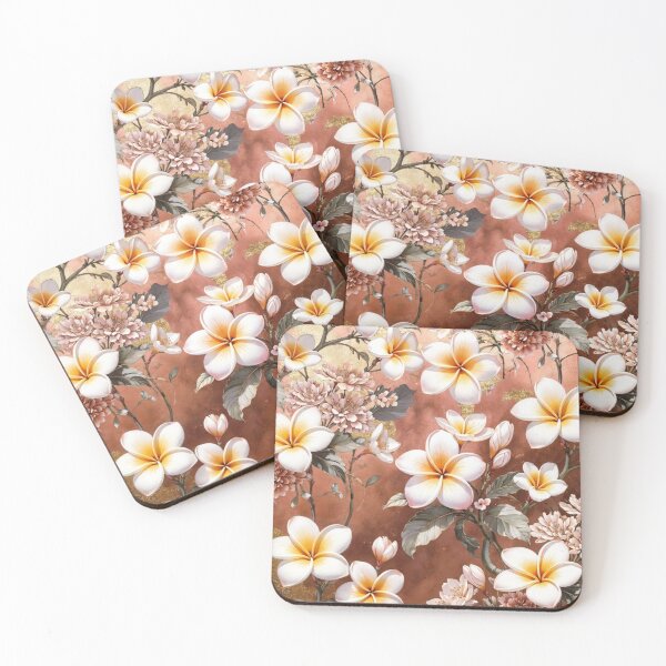 Item preview, Rustic Plumeria Floral Pattern on Wood designed and sold by IntelliMindDesigns.