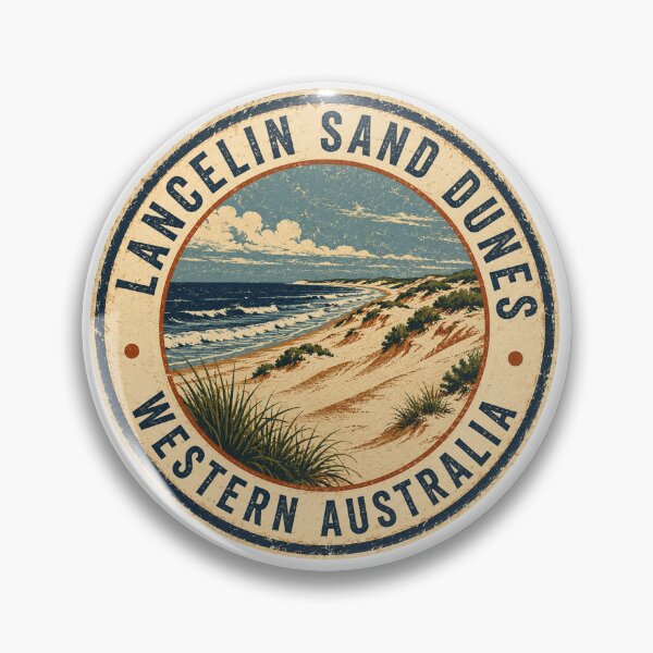 Item preview, Lancelin Sand Dunes Vintage Travel Badge Western Australia Retro Art Style designed and sold by Yellowriversss.