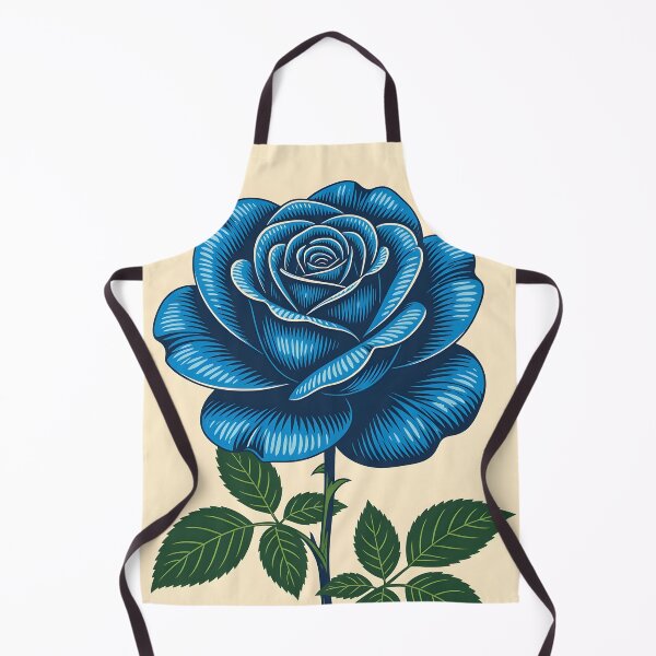 Item preview, A close-up of a single blue rose rendered with the flat colors of woodcut printing. designed and sold by Ponted.