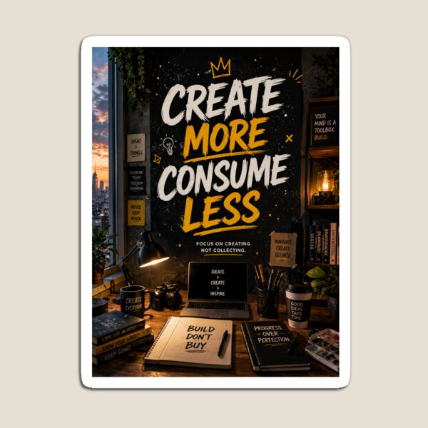 Item preview, Create More Consume Less Creative Poster designed and sold by AuraPixelDesign.