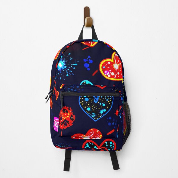 Item preview, Neon Hearts Pattern – Colorful Love Hearts on a Cosmic Dark Background designed and sold by IMuDesigner.