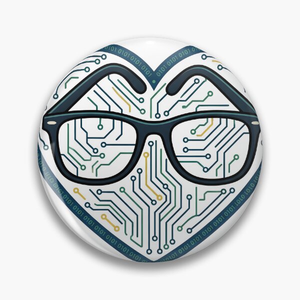Item preview, Geeky Heart with Glasses and Circuit Lines designed and sold by Byte-shirt.