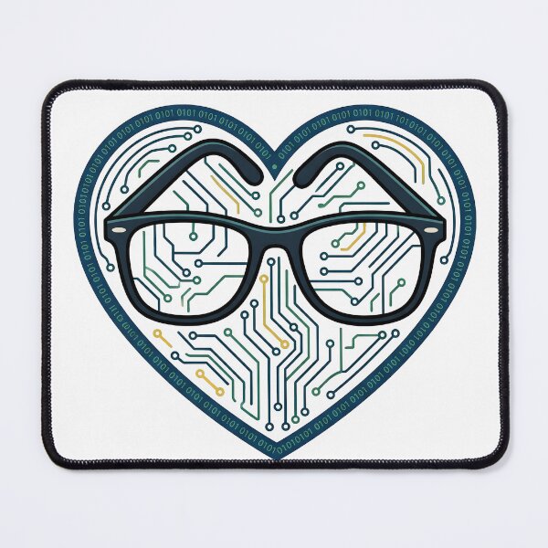 Item preview, Geeky Heart with Glasses and Circuit Lines designed and sold by Byte-shirt.