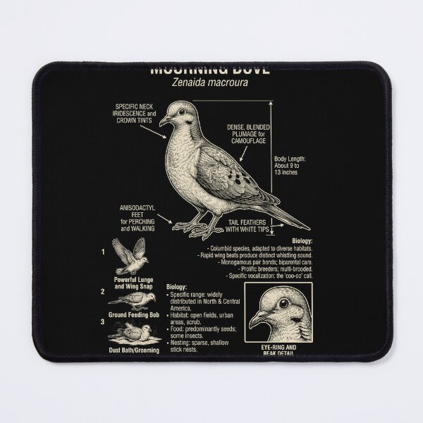 Item preview, Mourning Dove Scientific Anatomy Ornithology Animal Lover designed and sold by Kimberley King Art  King Art.
