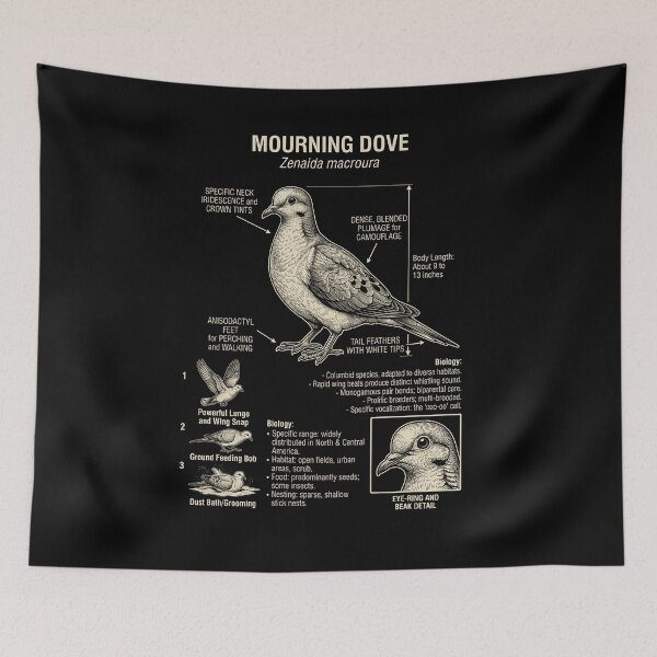 Item preview, Mourning Dove Scientific Anatomy Ornithology Animal Lover designed and sold by Kimberley King Art  King Art.