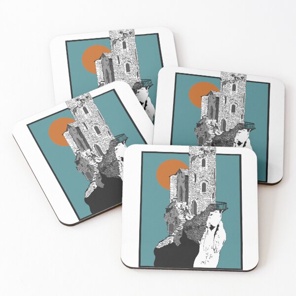Item preview, Surreal Cliffside Castle - Architectural Ink Illustration⁠ designed and sold by Ioannaplz.